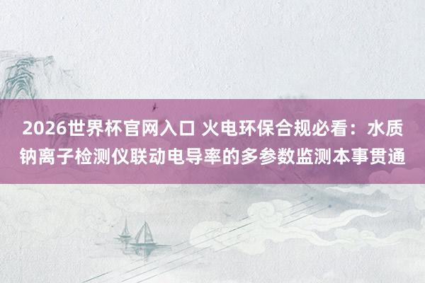 2026世界杯官网入口 火电环保合规必看：水质钠离子检测仪联动电导率的多参数监测本事贯通