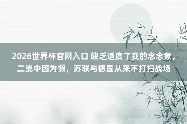 2026世界杯官网入口 缺乏适度了我的念念象，二战中因为懒，苏联与德国从来不打扫战场