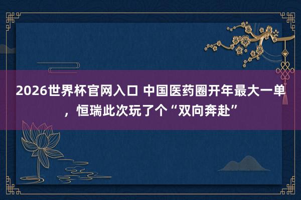 2026世界杯官网入口 中国医药圈开年最大一单，恒瑞此次玩了个“双向奔赴”