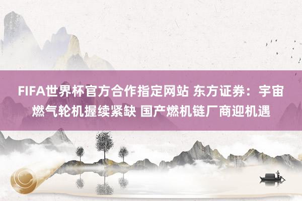 FIFA世界杯官方合作指定网站 东方证券：宇宙燃气轮机握续紧缺 国产燃机链厂商迎机遇