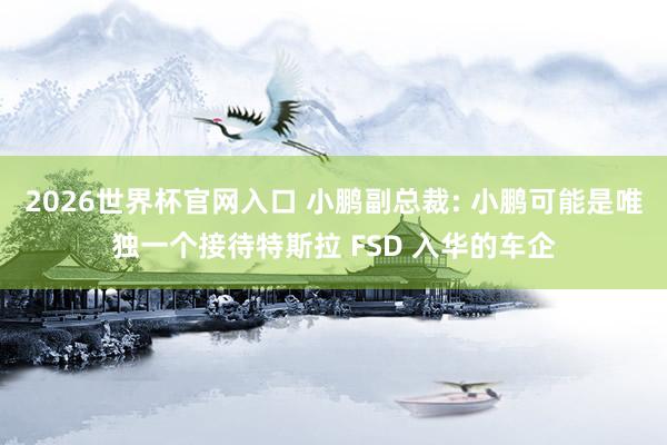 2026世界杯官网入口 小鹏副总裁: 小鹏可能是唯独一个接待特斯拉 FSD 入华的车企