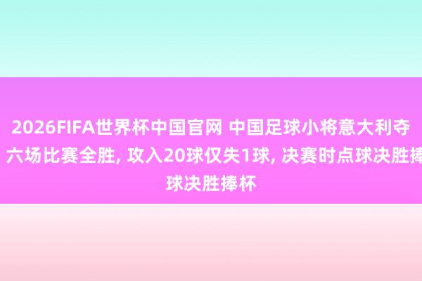 2026FIFA世界杯中国官网 中国足球小将意大利夺冠， 六场比赛全胜， 攻入20球仅失1球， 决赛时点球决胜捧杯
