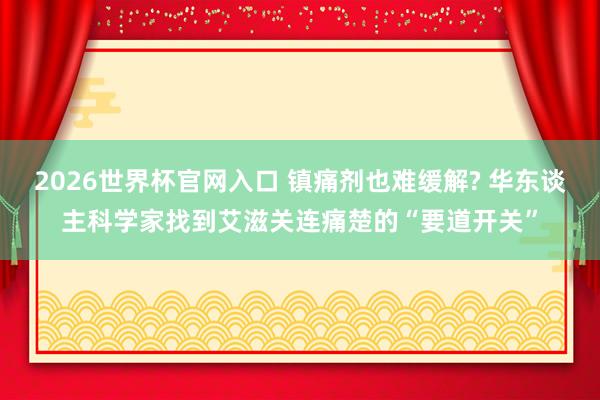 2026世界杯官网入口 镇痛剂也难缓解? 华东谈主科学家找到艾滋关连痛楚的“要道开关”