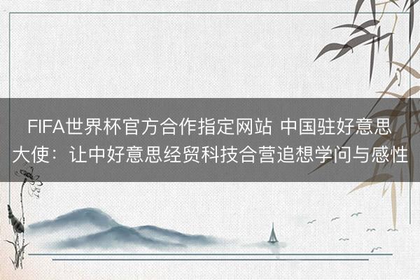 FIFA世界杯官方合作指定网站 中国驻好意思大使：让中好意思经贸科技合营追想学问与感性
