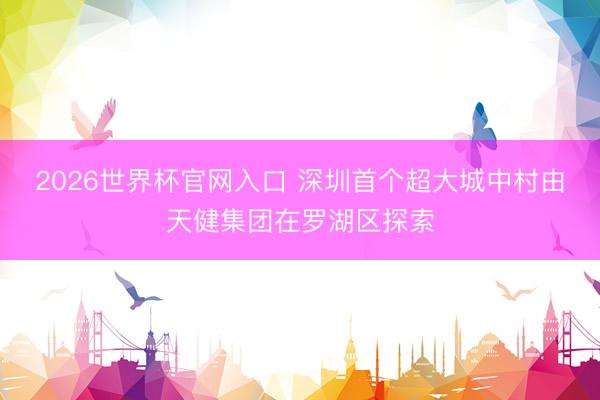 2026世界杯官网入口 深圳首个超大城中村由天健集团在罗湖区探索